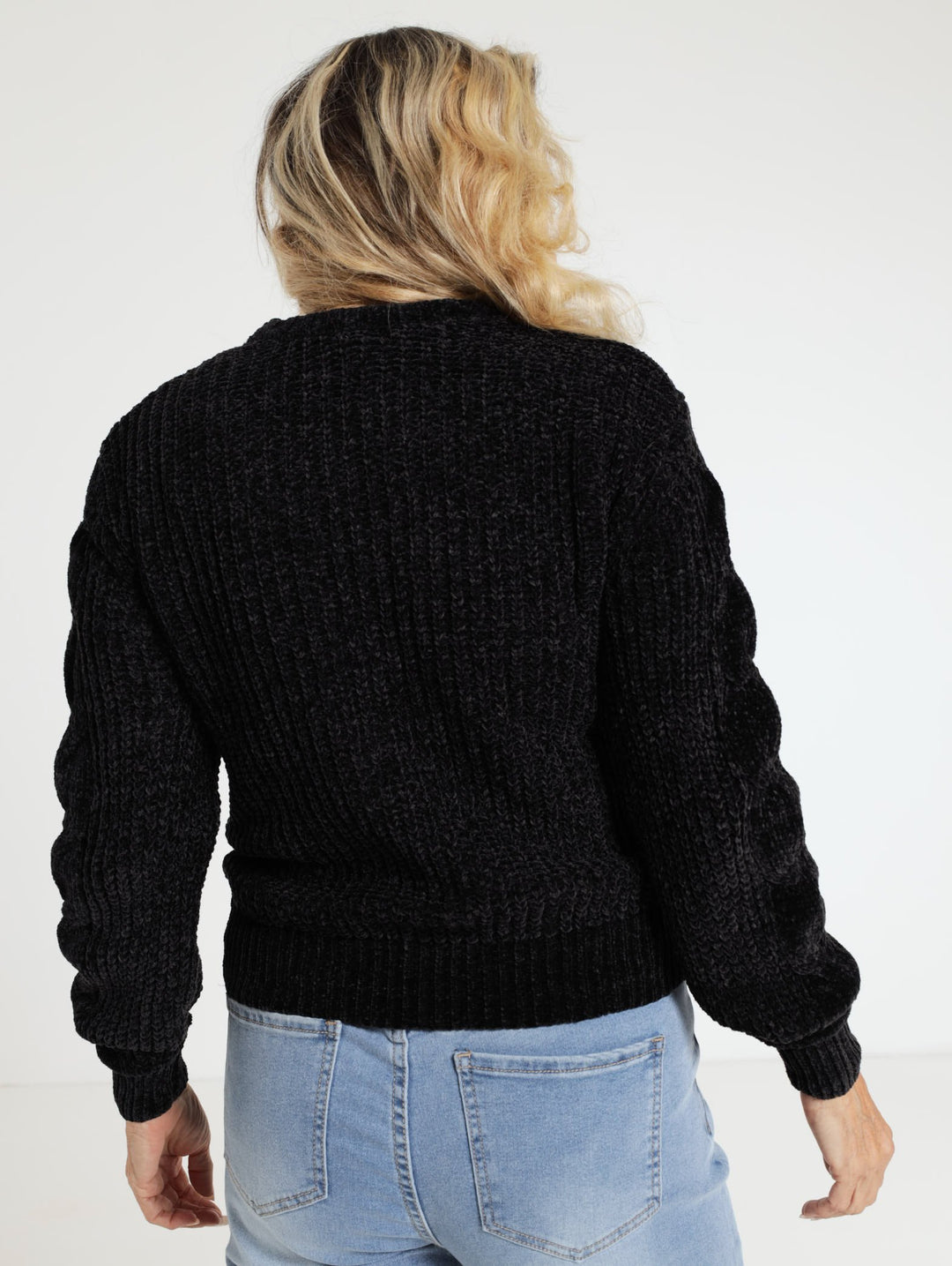 Cable Knit Jersey - Black
