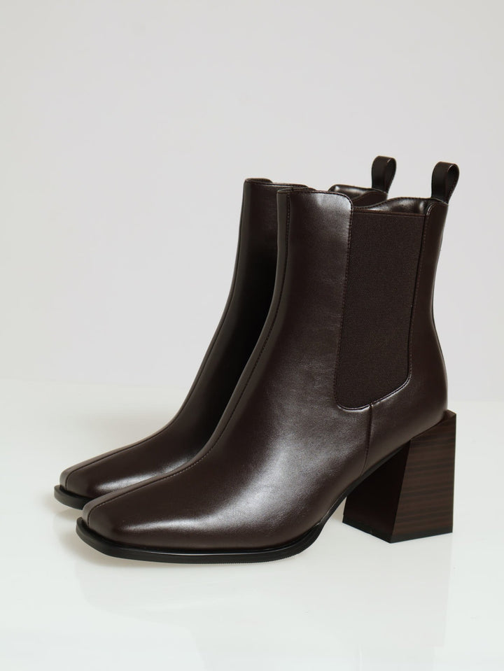 Chelsea Block Square Toe Ankle Boot - Brown