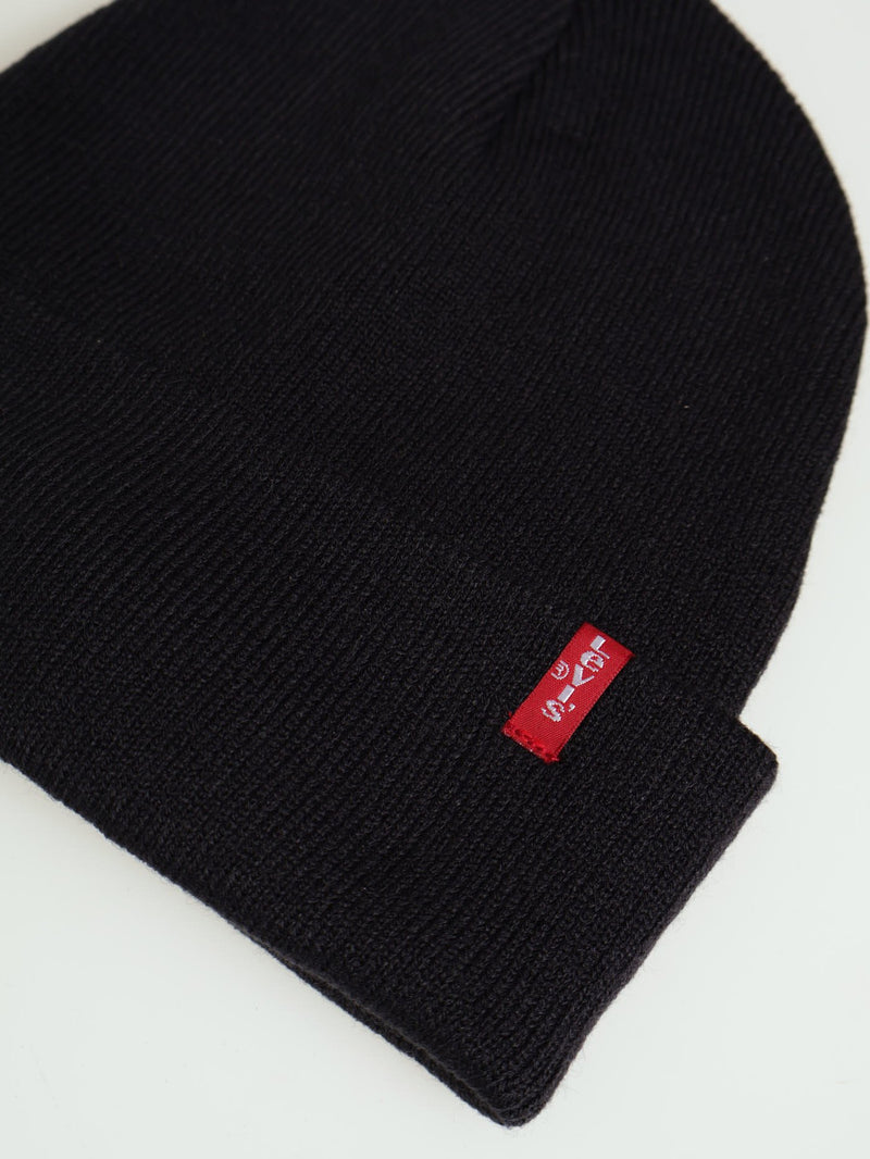Slouchy Tab Beanie - Black