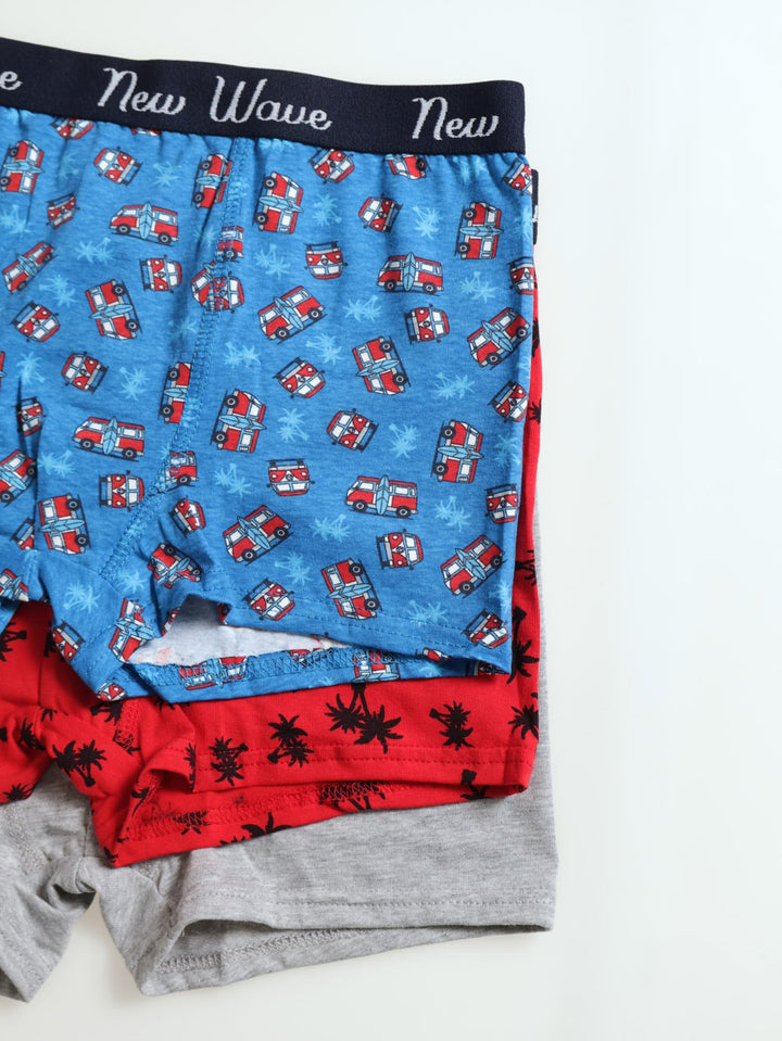 Boys 3 Pack Nautical Island Life Boxer - Red