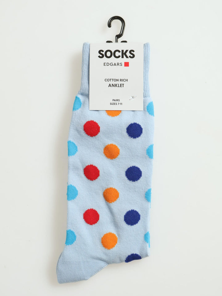 SingleBright Dots Anklet Socks - Blue