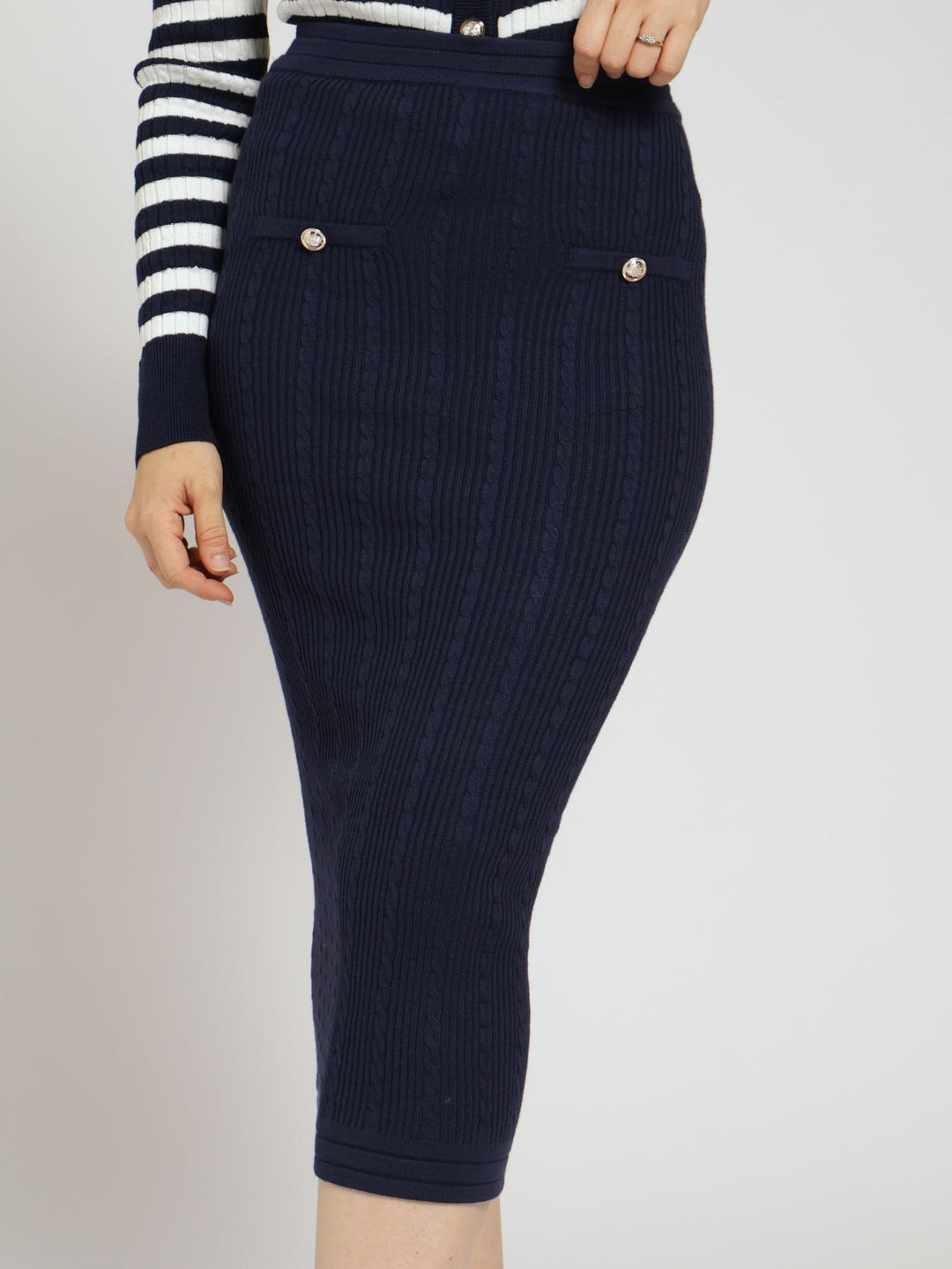 Classic Midi Knitwear Skirt - Navy