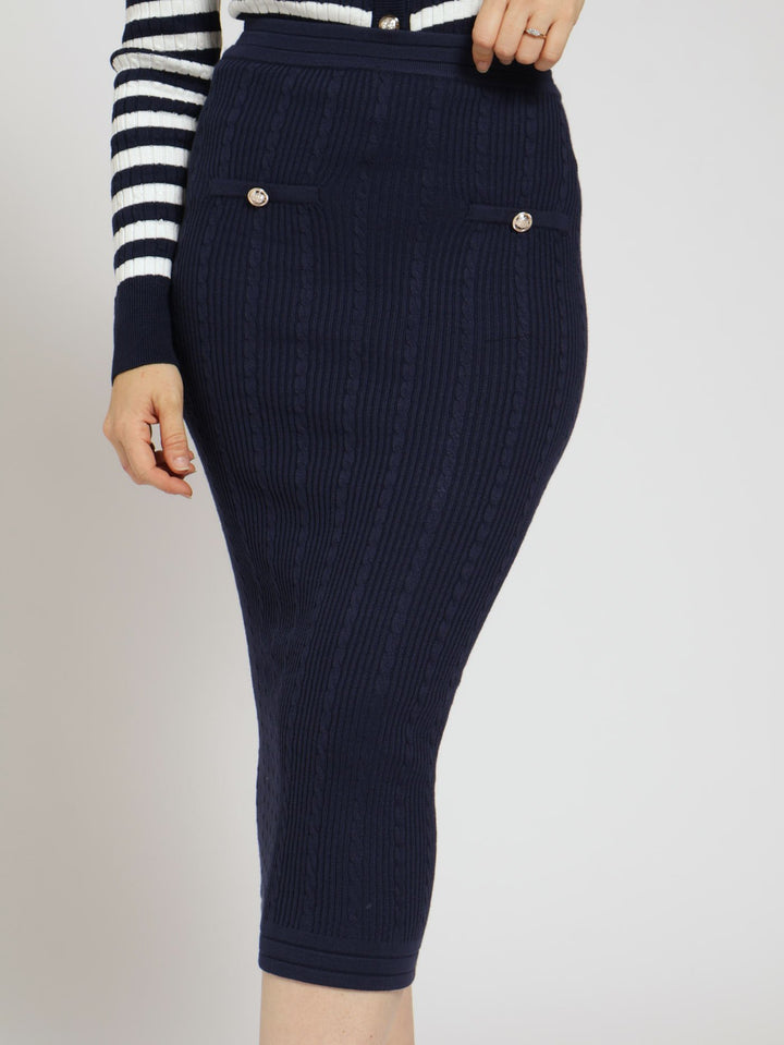 Classic Midi Knitwear Skirt - Navy