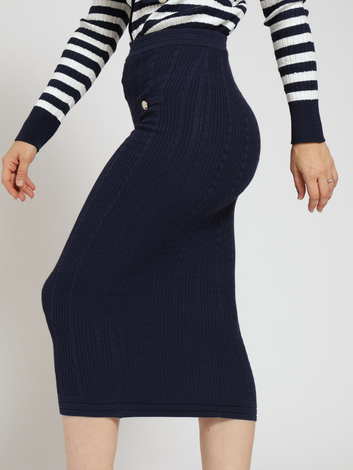 Classic Midi Knitwear Skirt - Navy