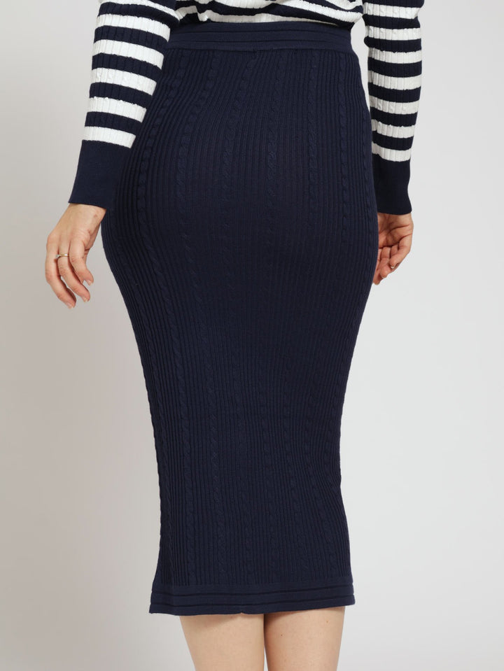 Classic Midi Knitwear Skirt - Navy