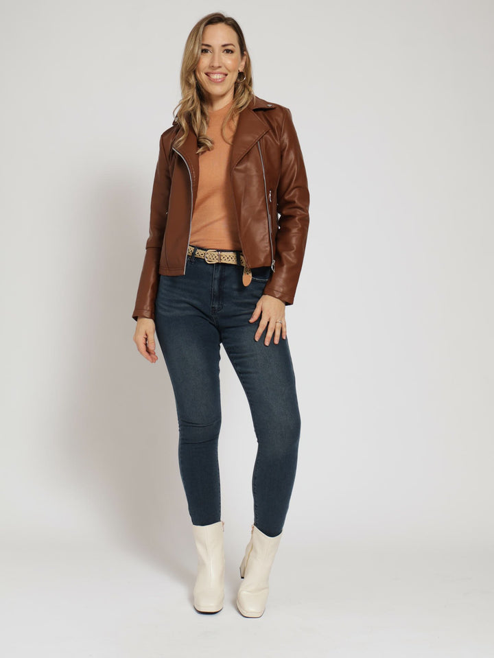 Pu Biker Jacket - Chocolate