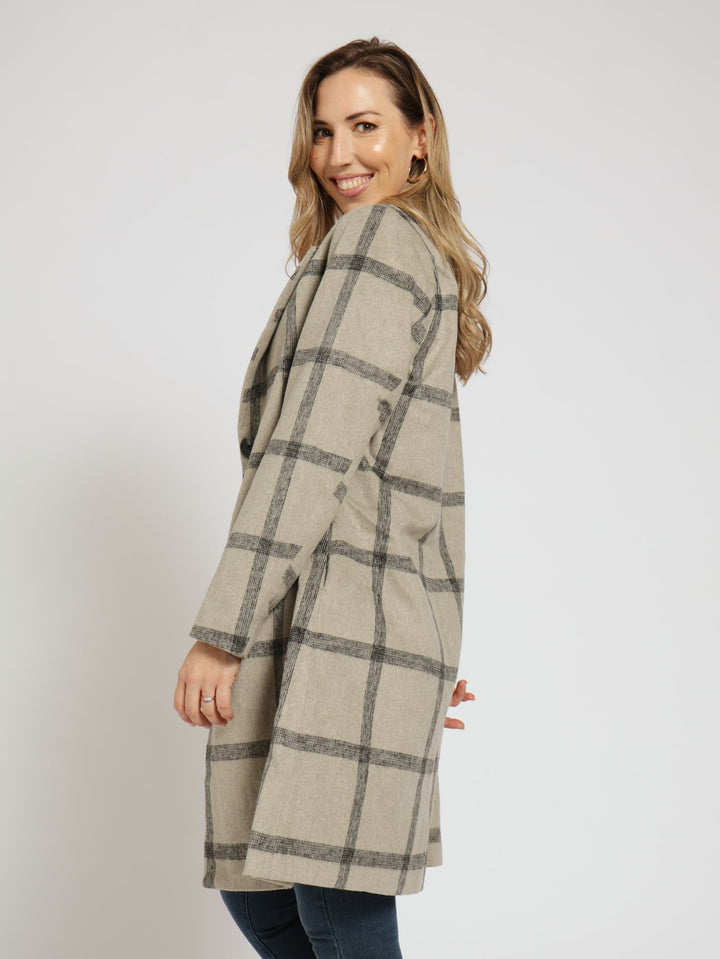 Check Coat - White