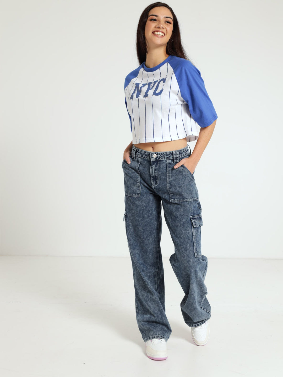 Baseball Raglan Tee - Cobalt