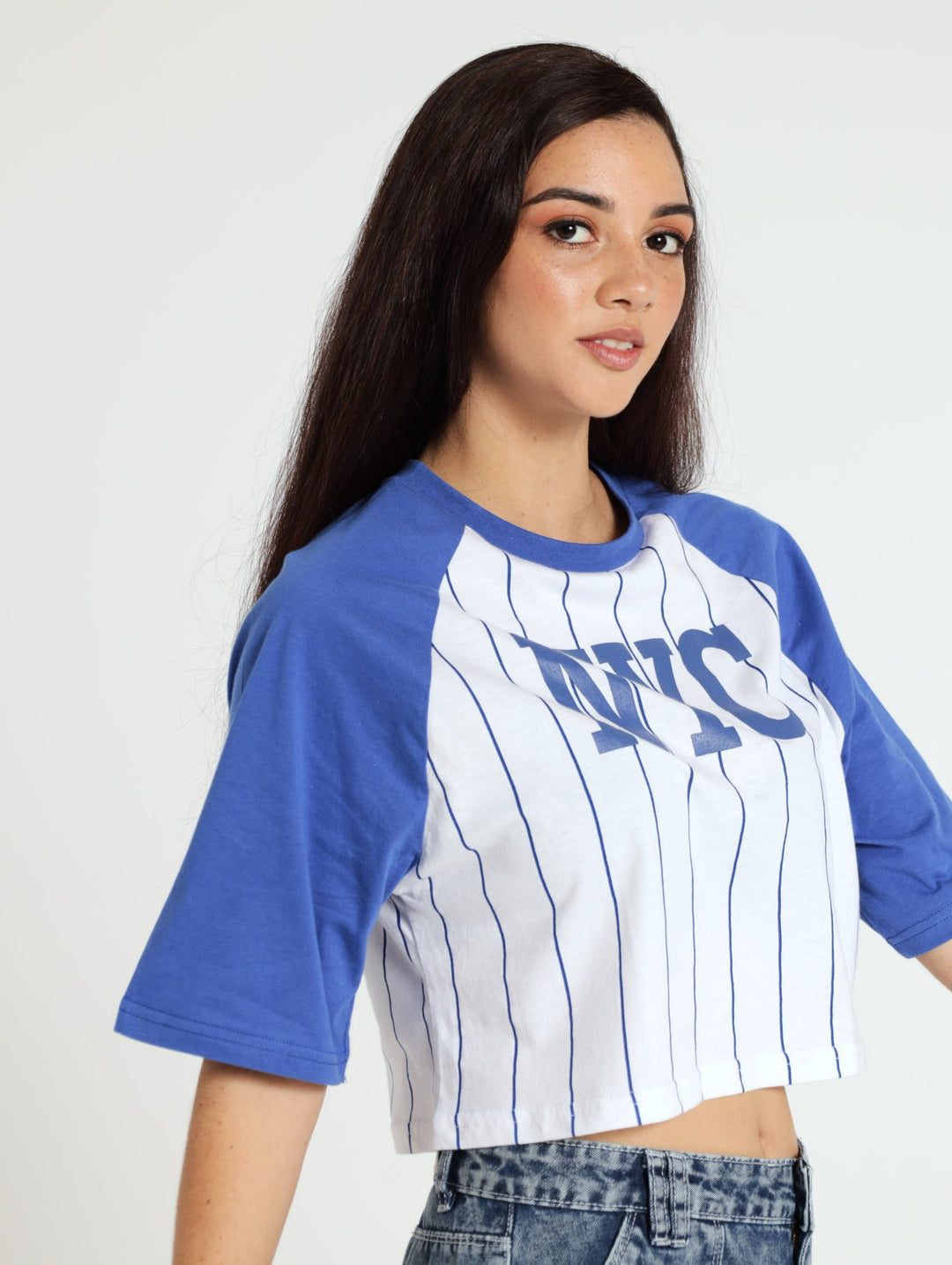 Baseball Raglan Tee - Cobalt
