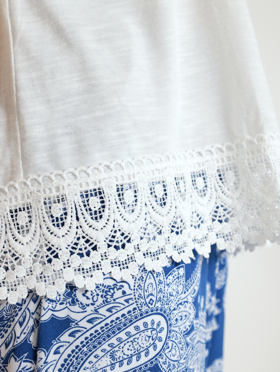 Lace Trim Square Neck Blouse - White