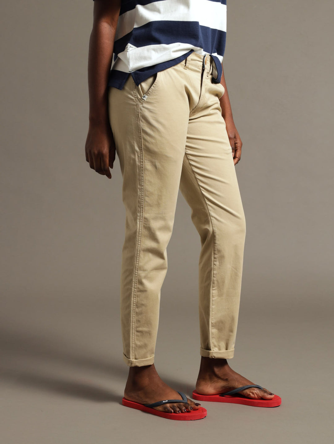 Ladies Stretch Twill Embroidered Chino Pants Khaki – Edgars