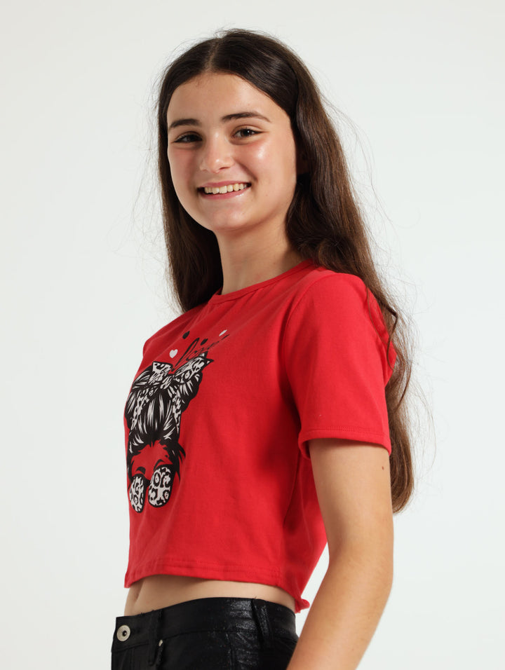 Girls Ring Face Tee - Red