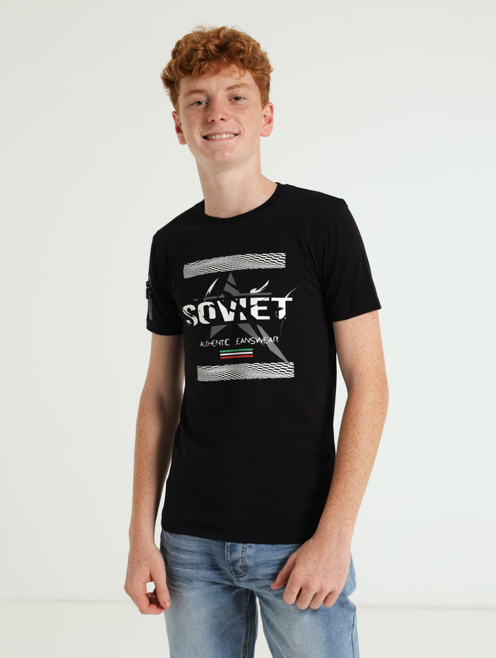 Boys Zip Detail Era Tee - Black