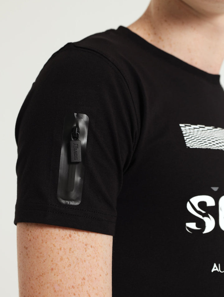 Boys Zip Detail Era Tee - Black