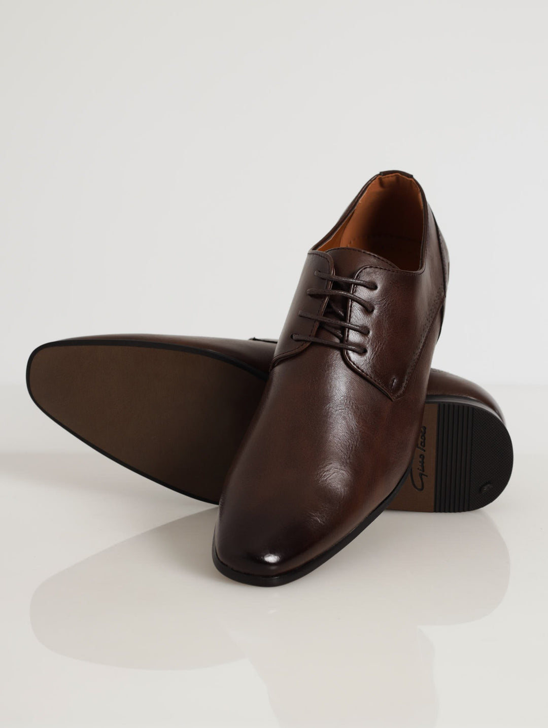 Mens's Plain Toe Lazer Detailed Quarter Shoe - Brown