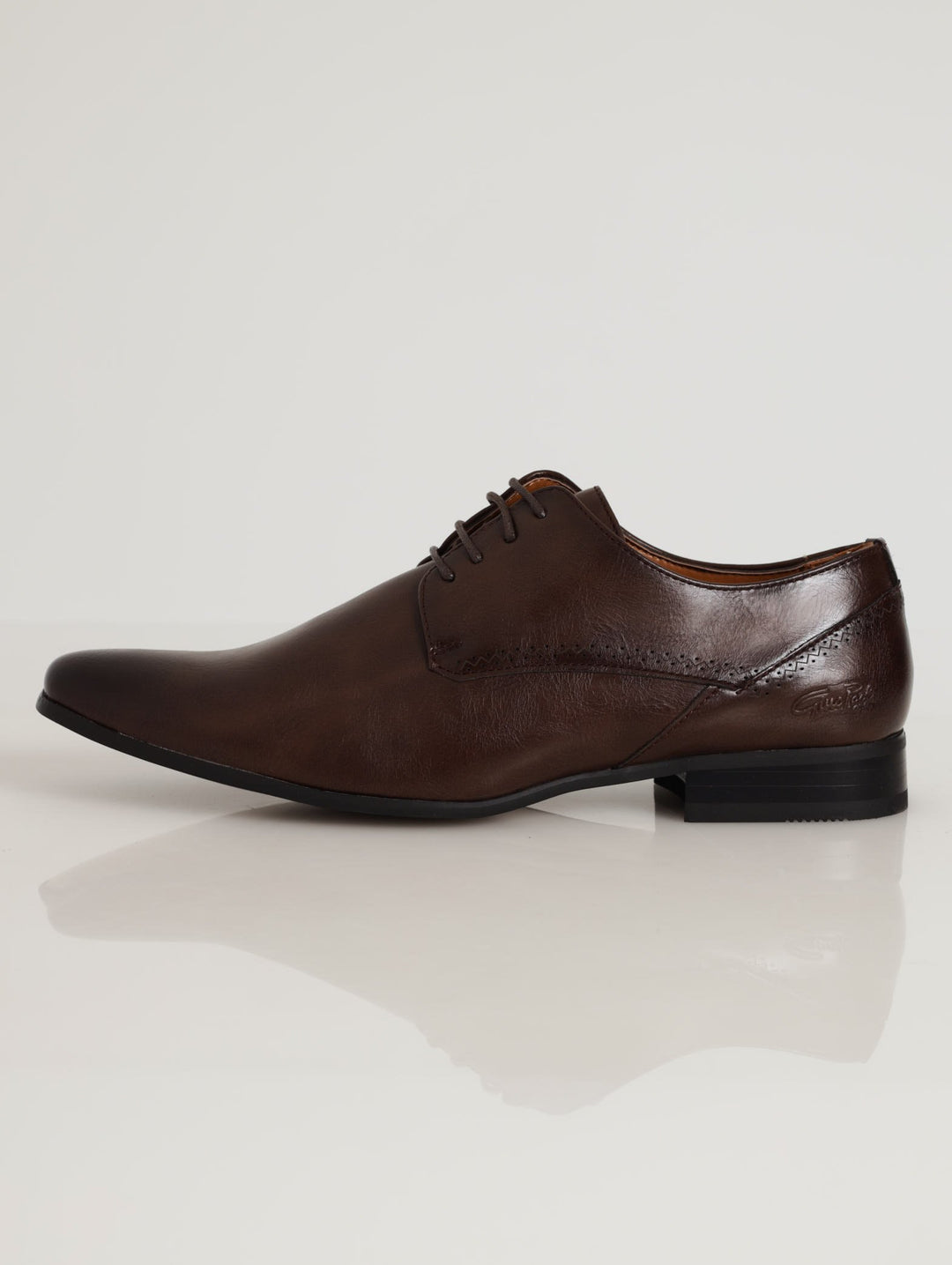 Mens's Plain Toe Lazer Detailed Quarter Shoe - Brown