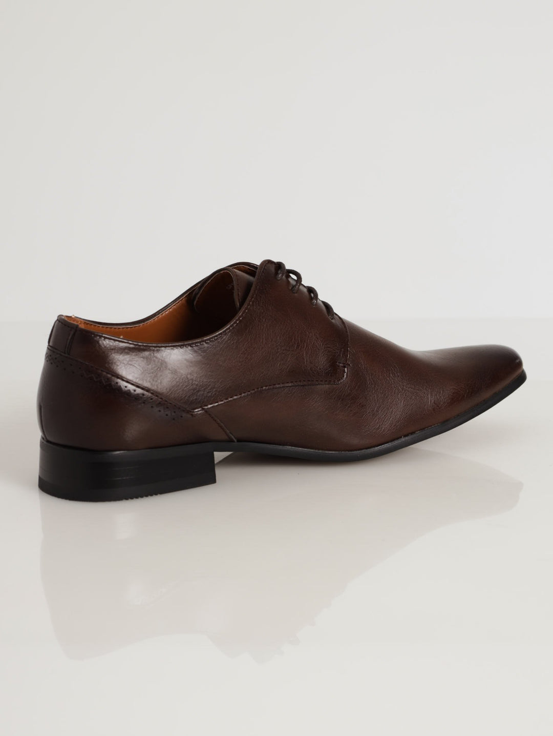 Mens's Plain Toe Lazer Detailed Quarter Shoe - Brown