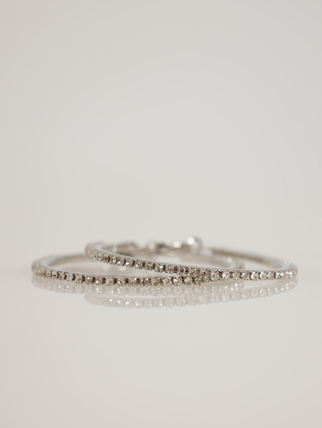 Ladies Diamante Hoop Earings - Silver