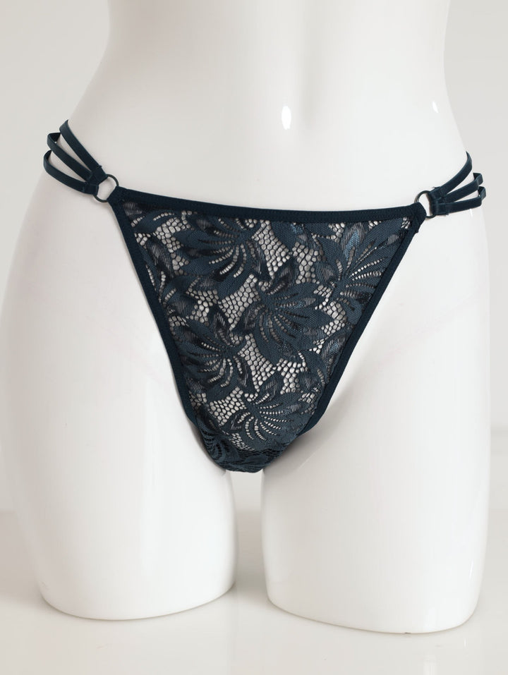 Ladies Strappy High Leg Brazilian Panty - Petrol