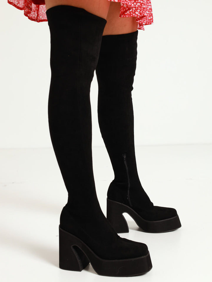 Over-The-Knee Platform Boot - Black
