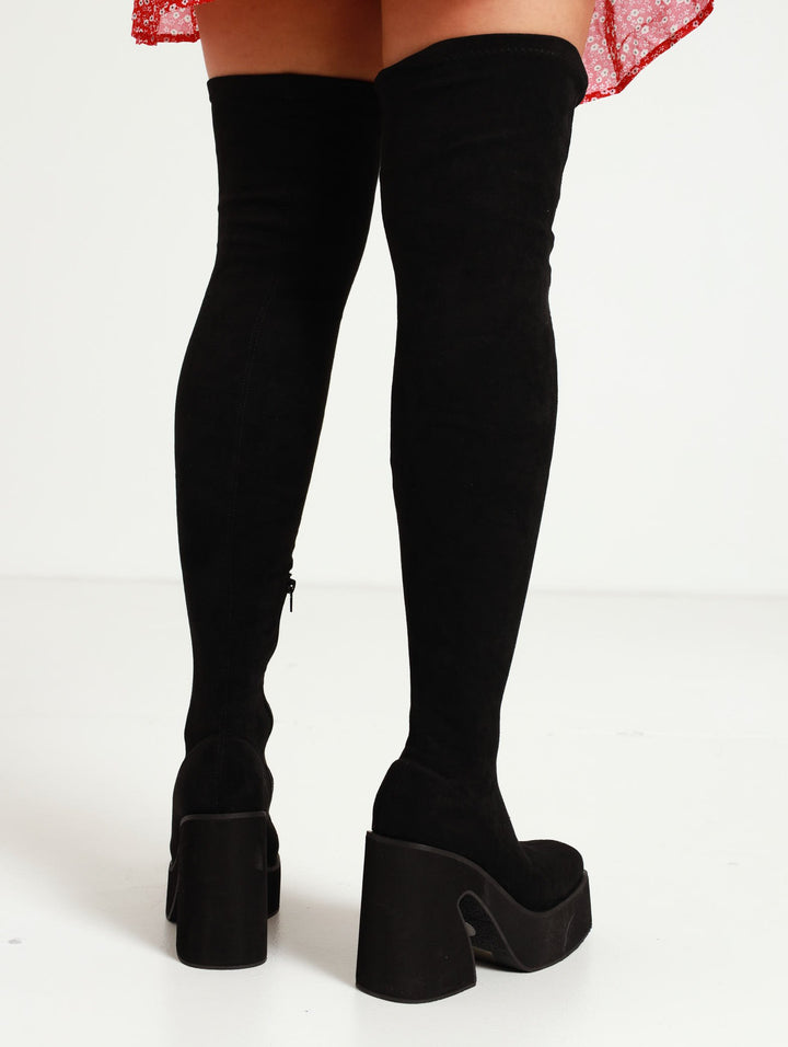 Over-The-Knee Platform Boot - Black