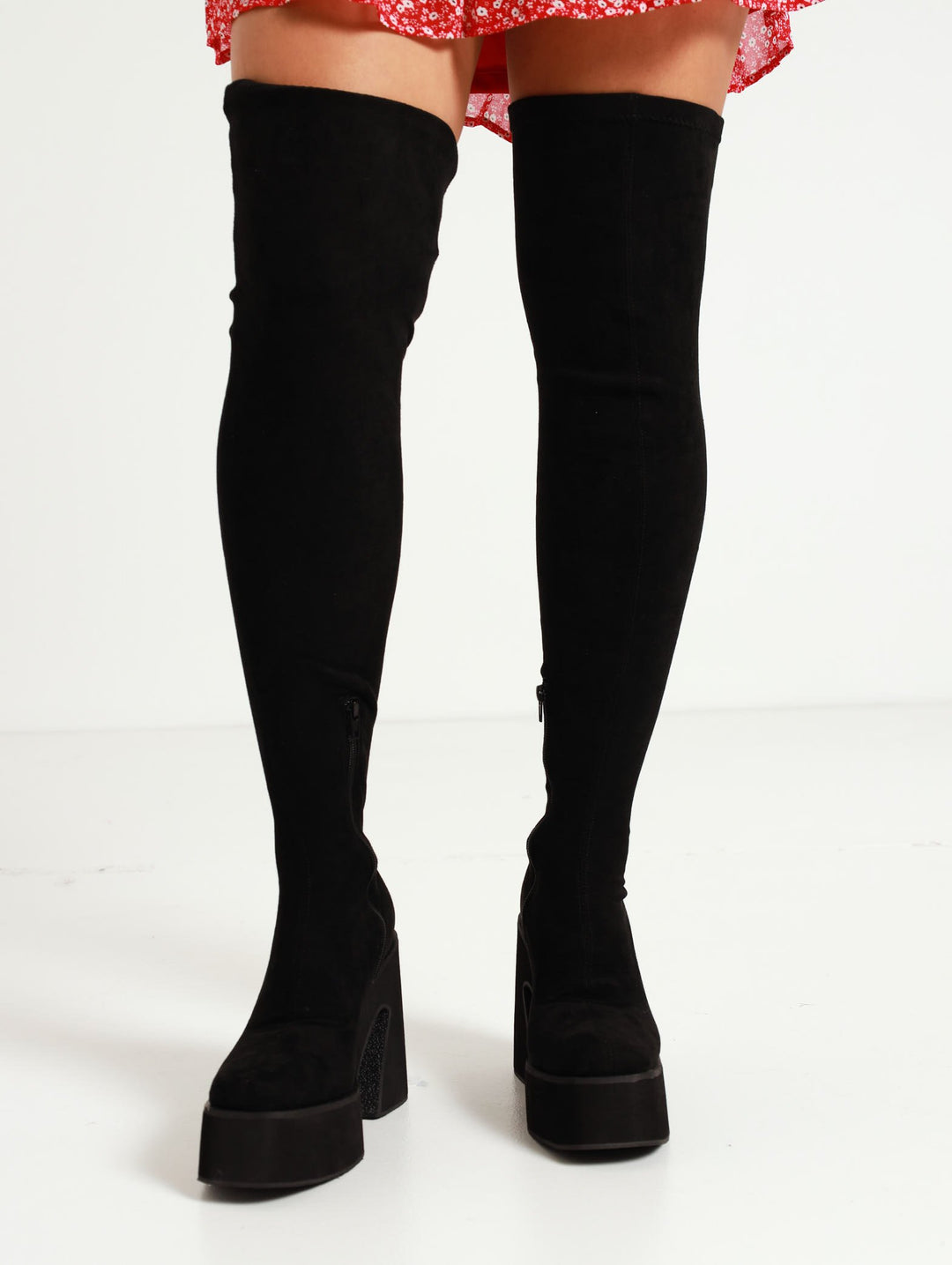 Over-The-Knee Platform Boot - Black