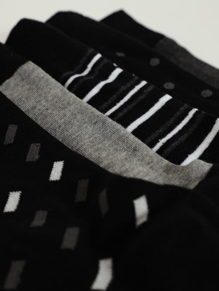 5 Pack Ripple Design Anklet Socks - Black