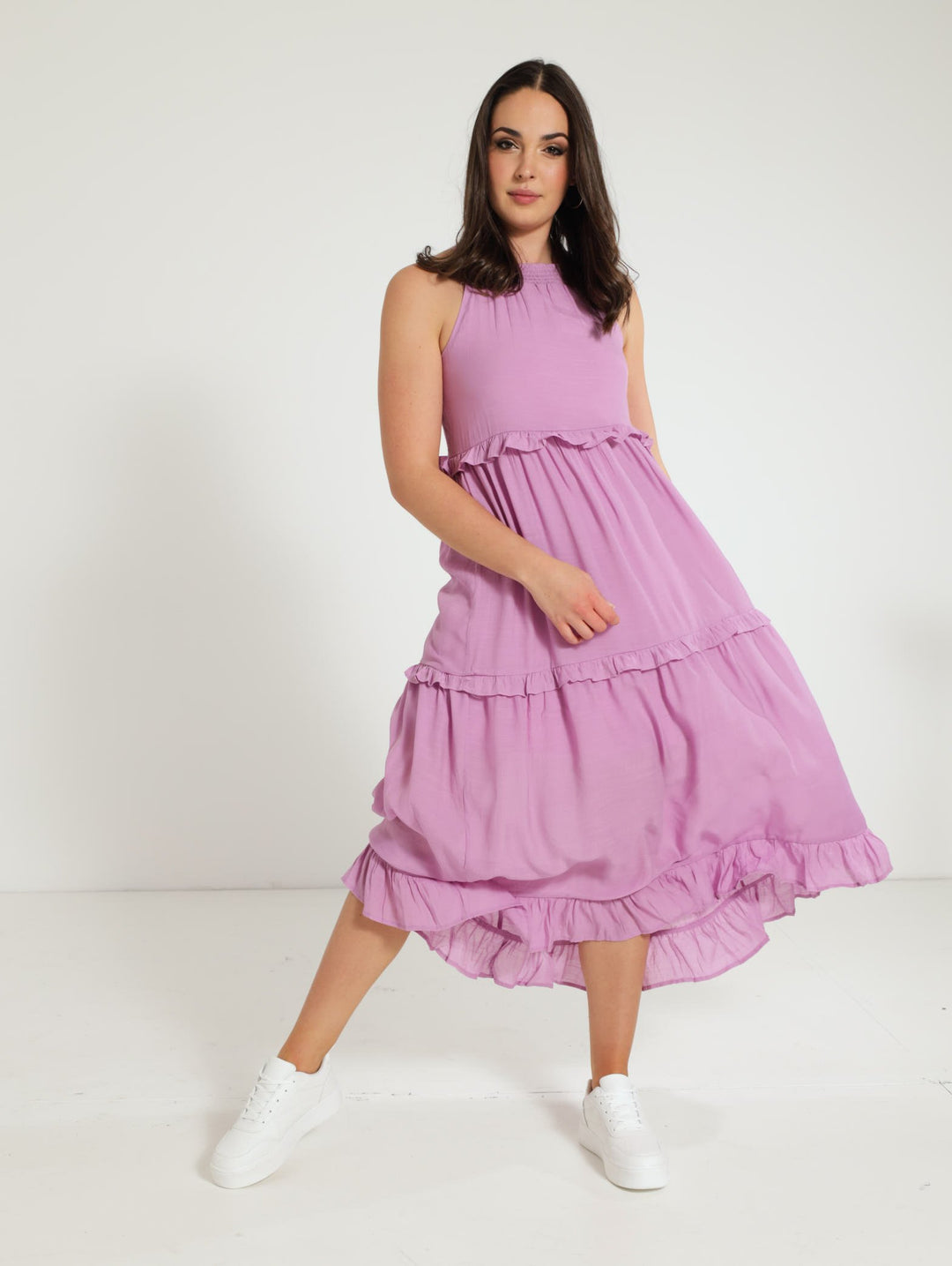 Frill Tiered Maxi Dress - Mauve
