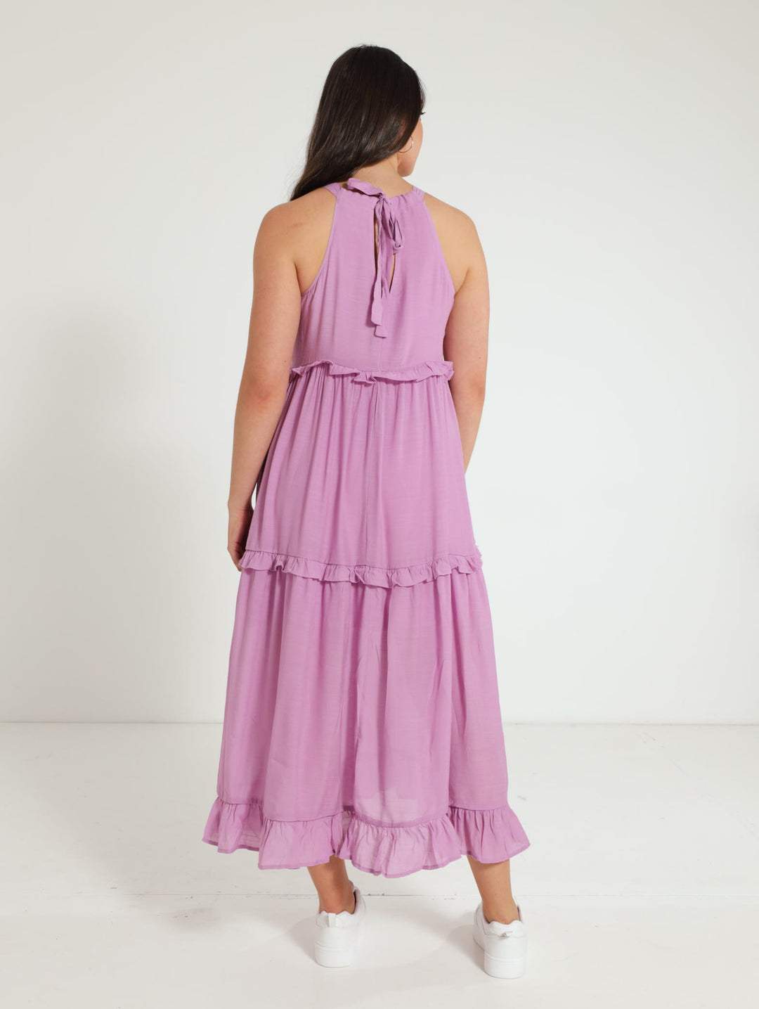 Frill Tiered Maxi Dress - Mauve
