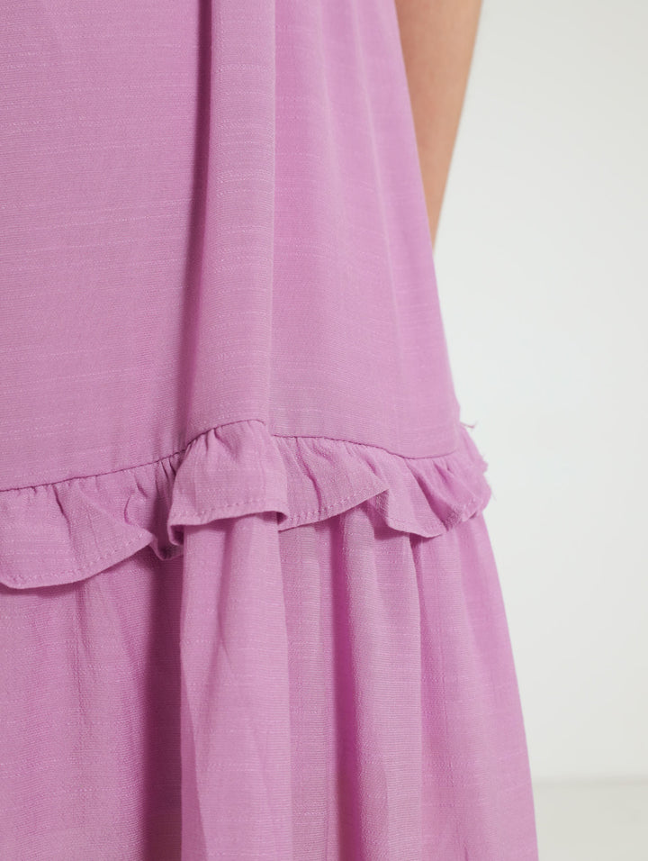 Frill Tiered Maxi Dress - Mauve