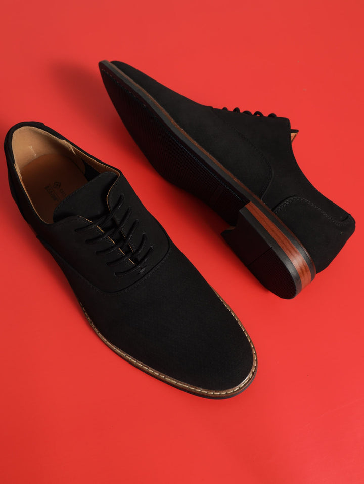 Freisien Suede Lace Up Loafter - Black