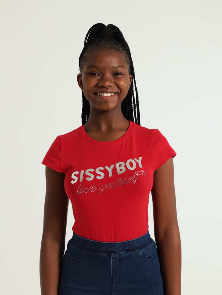 Girls Glitter Bodysuit - Red