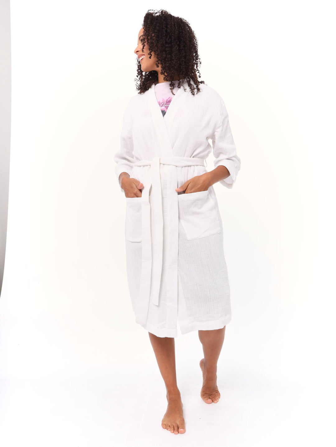 Ladies Muslin Gown - White