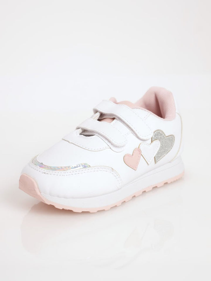 Girls Heart Retro Sneaker - Cream