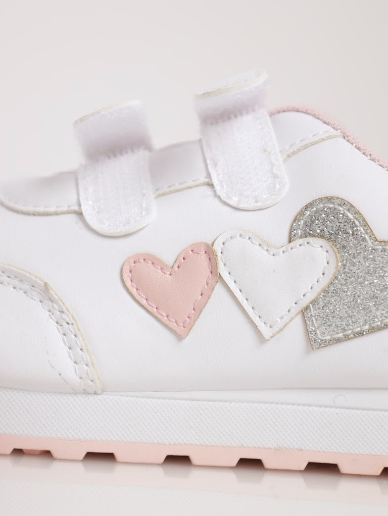 Girls Heart Retro Sneaker - Cream