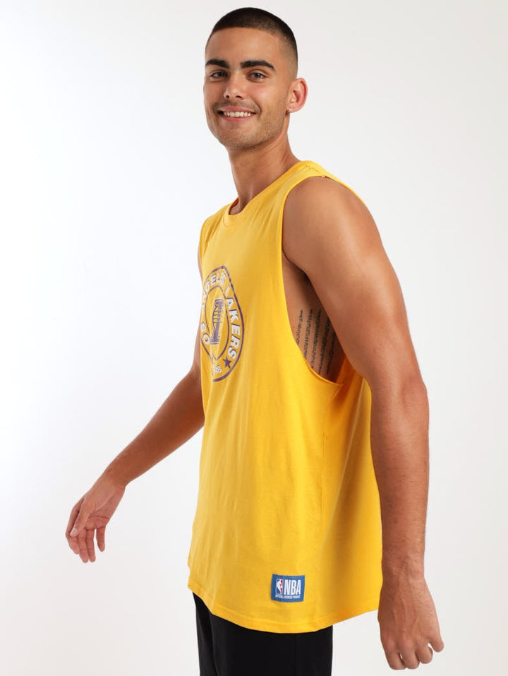 Men's LA Lakers Cotton Printed Tank Top - Yellow