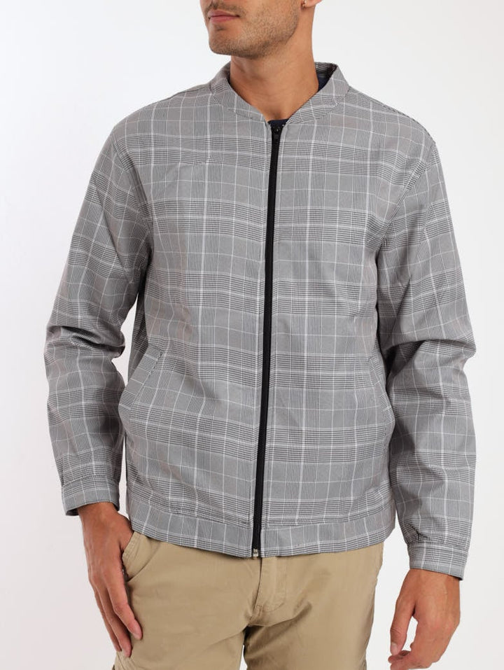 Men's Check Bomber Jacket - Black/White