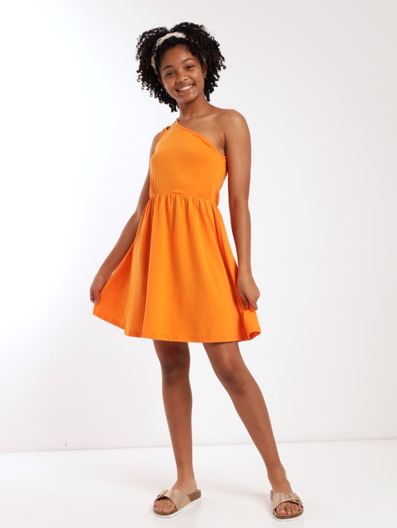 Girls Easy Strappy Dress - Orange