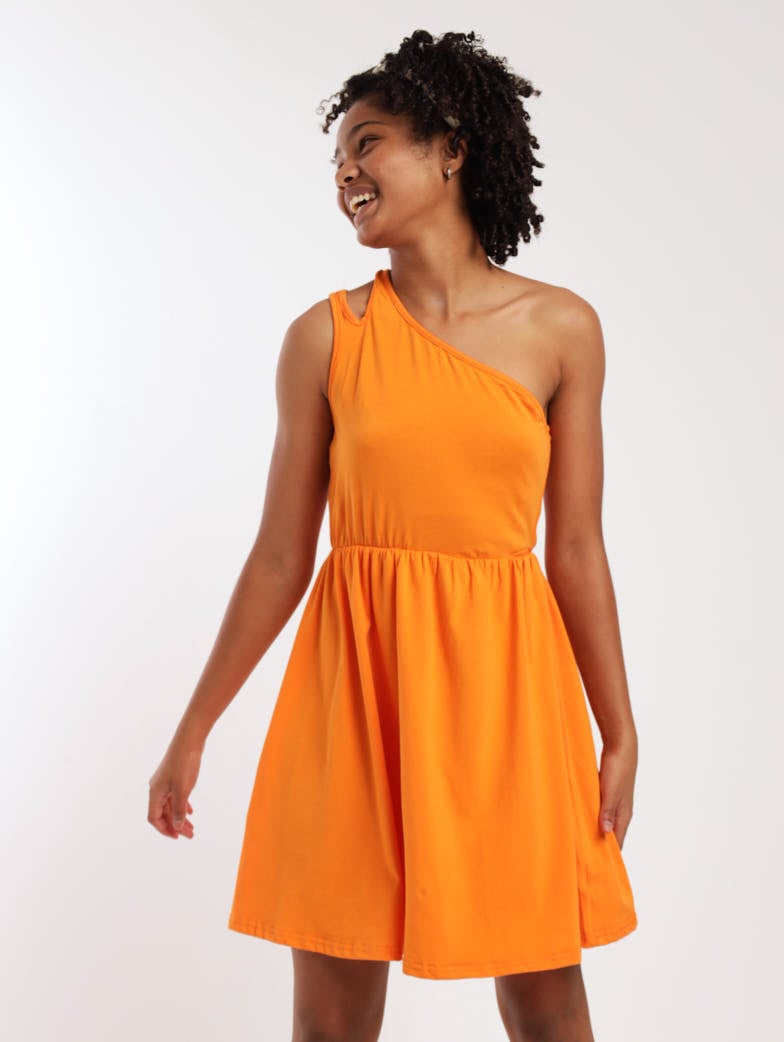 Girls Easy Strappy Dress - Orange