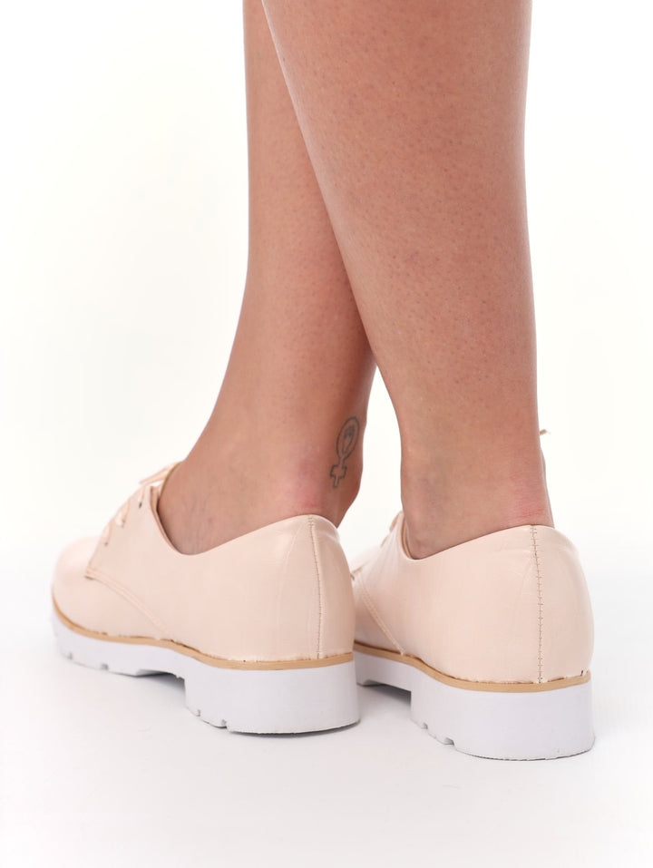 Ladies Croc Pattern Shoe - Nude