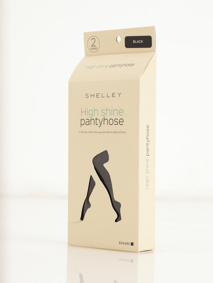 Ladies 2 Pack High Shine Hosiery - Black