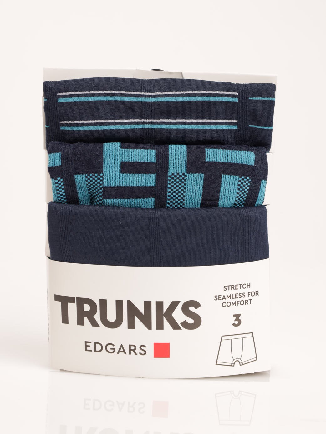 Men's 3 Pack Geo Design Seamless Trunks - Blue