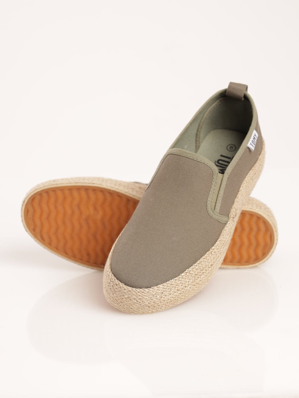 Ladies Espadrille Platform Slip-On Shoe - Olive