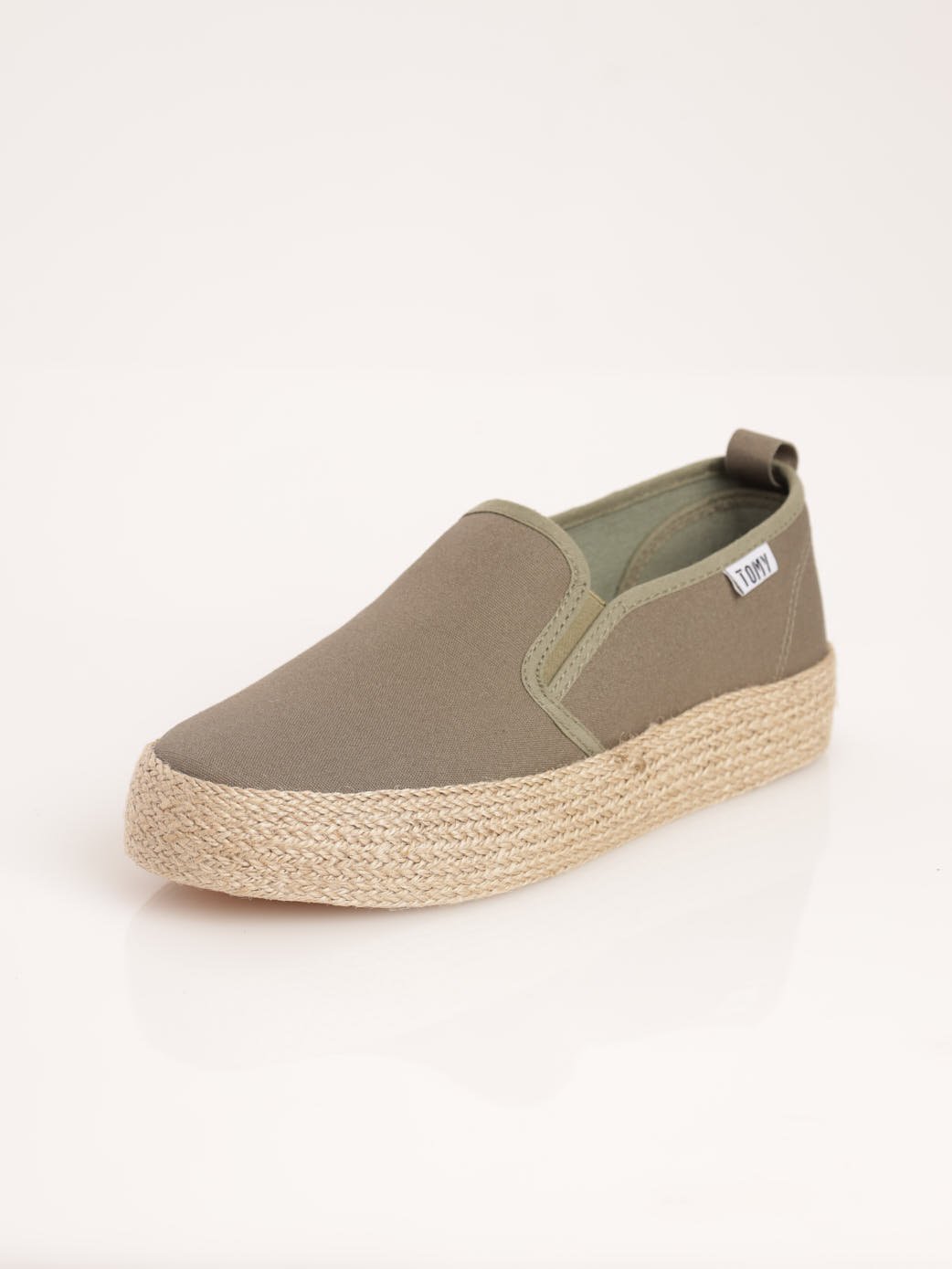 Ladies Espadrille Platform Slip-On Shoe - Olive