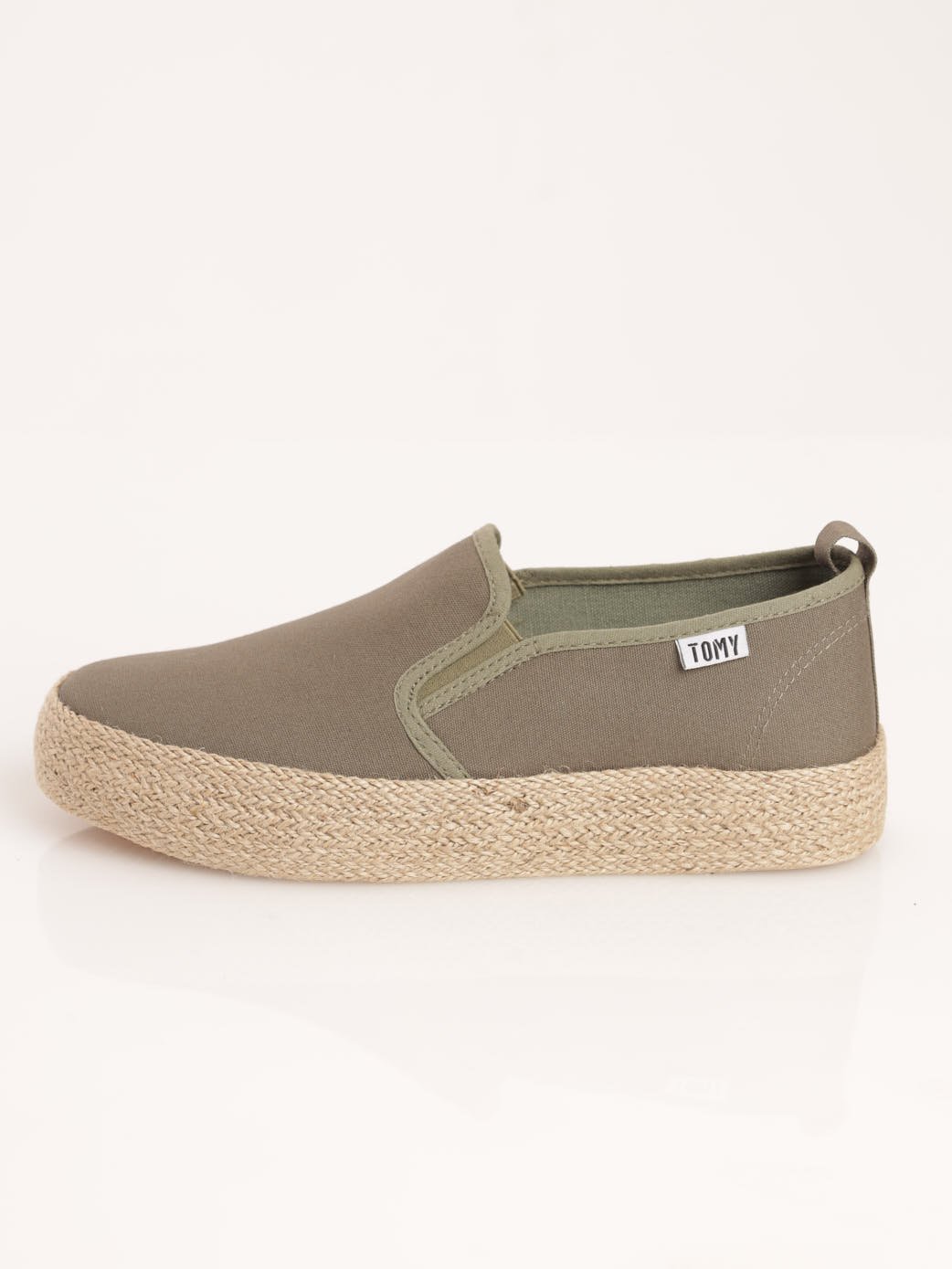 Ladies Espadrille Platform Slip-On Shoe - Olive