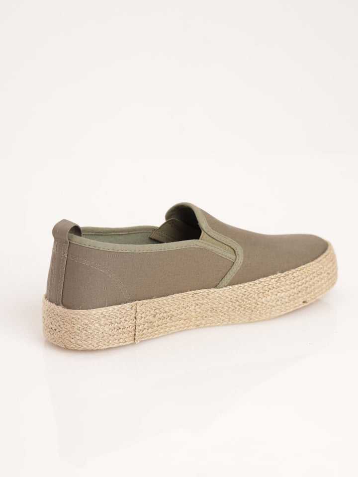 Ladies Espadrille Platform Slip-On Shoe - Olive