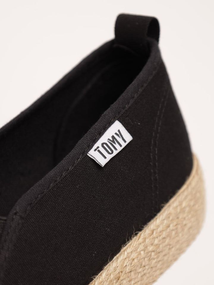 Ladies Espadrille Platform Slip-On Shoe - Black