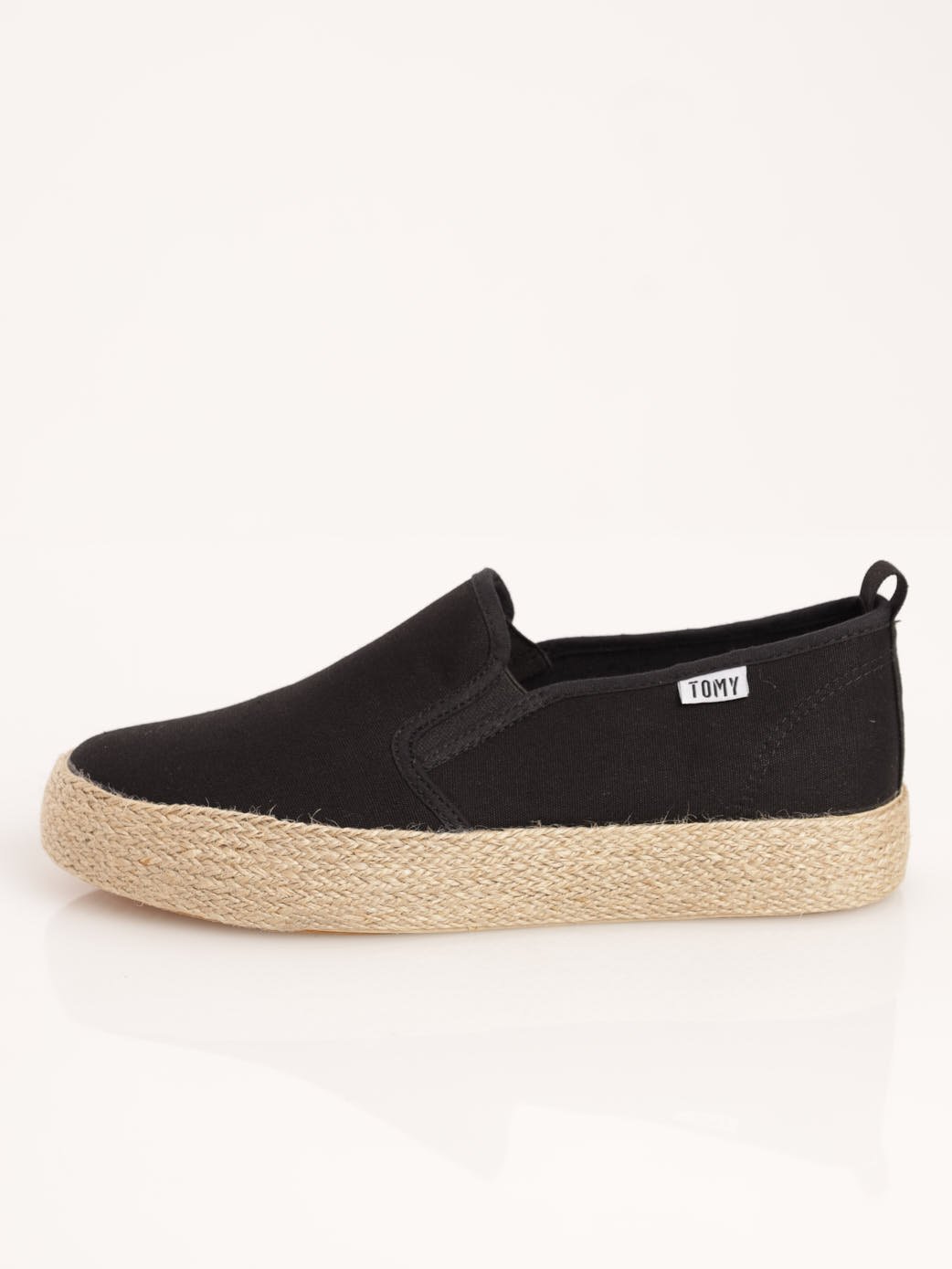 Ladies Espadrille Platform Slip-On Shoe - Black