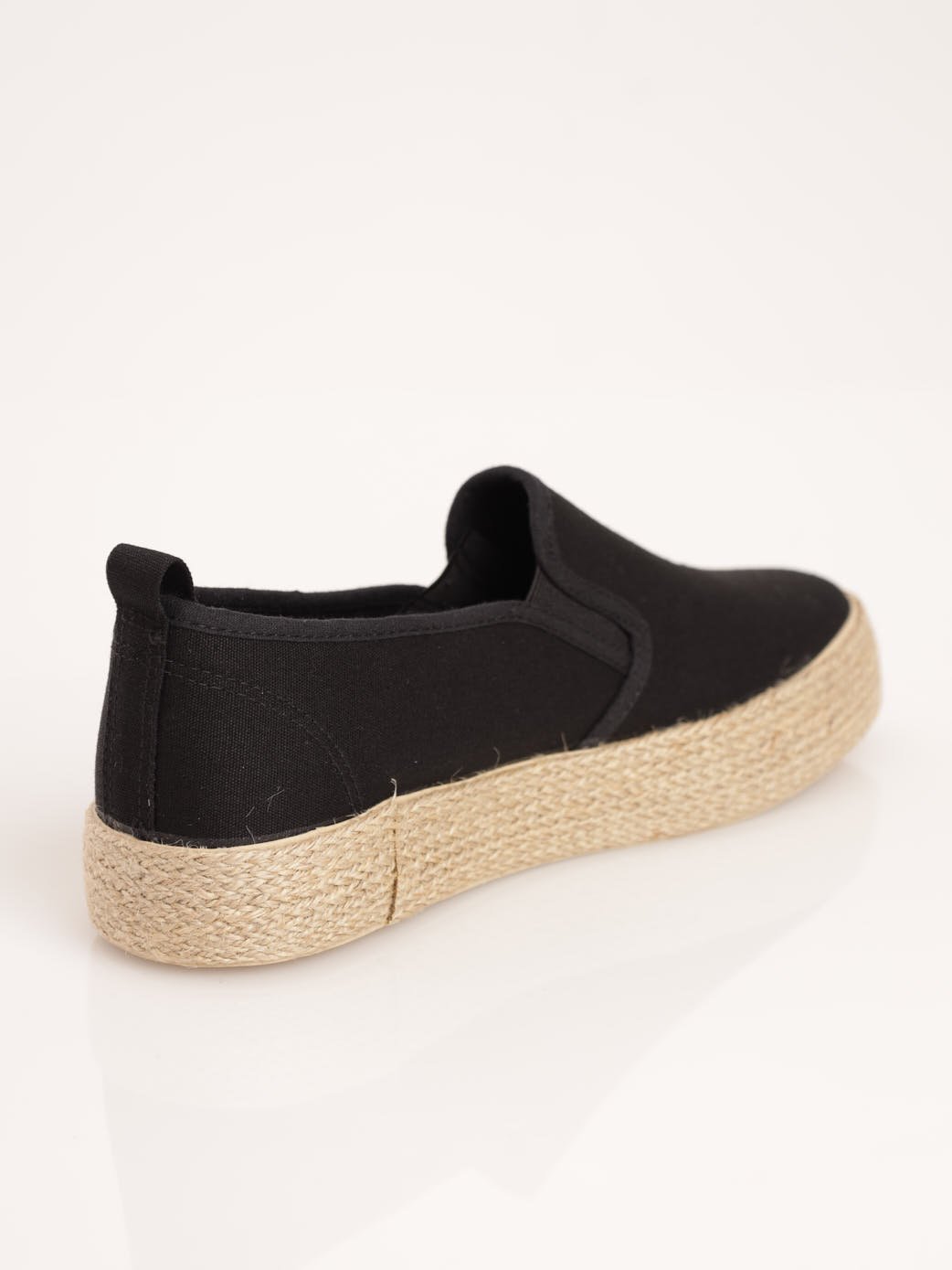 Ladies Espadrille Platform Slip-On Shoe - Black