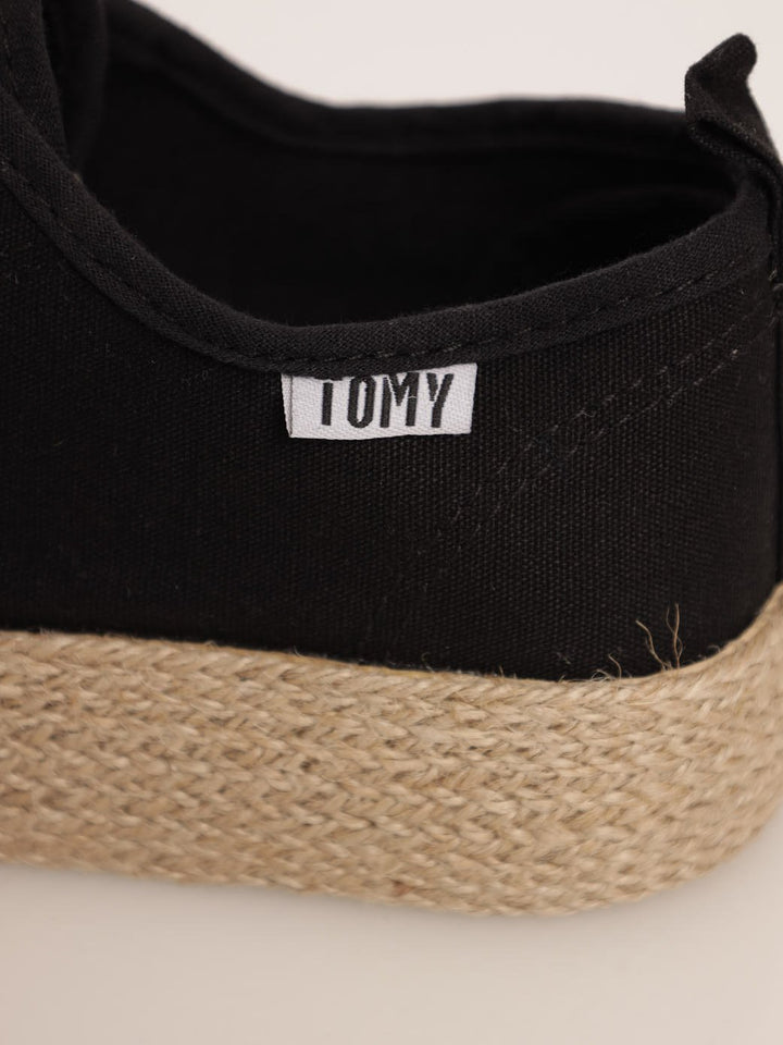 Ladies Espadrille Platform Lace-Up Sneaker - Black